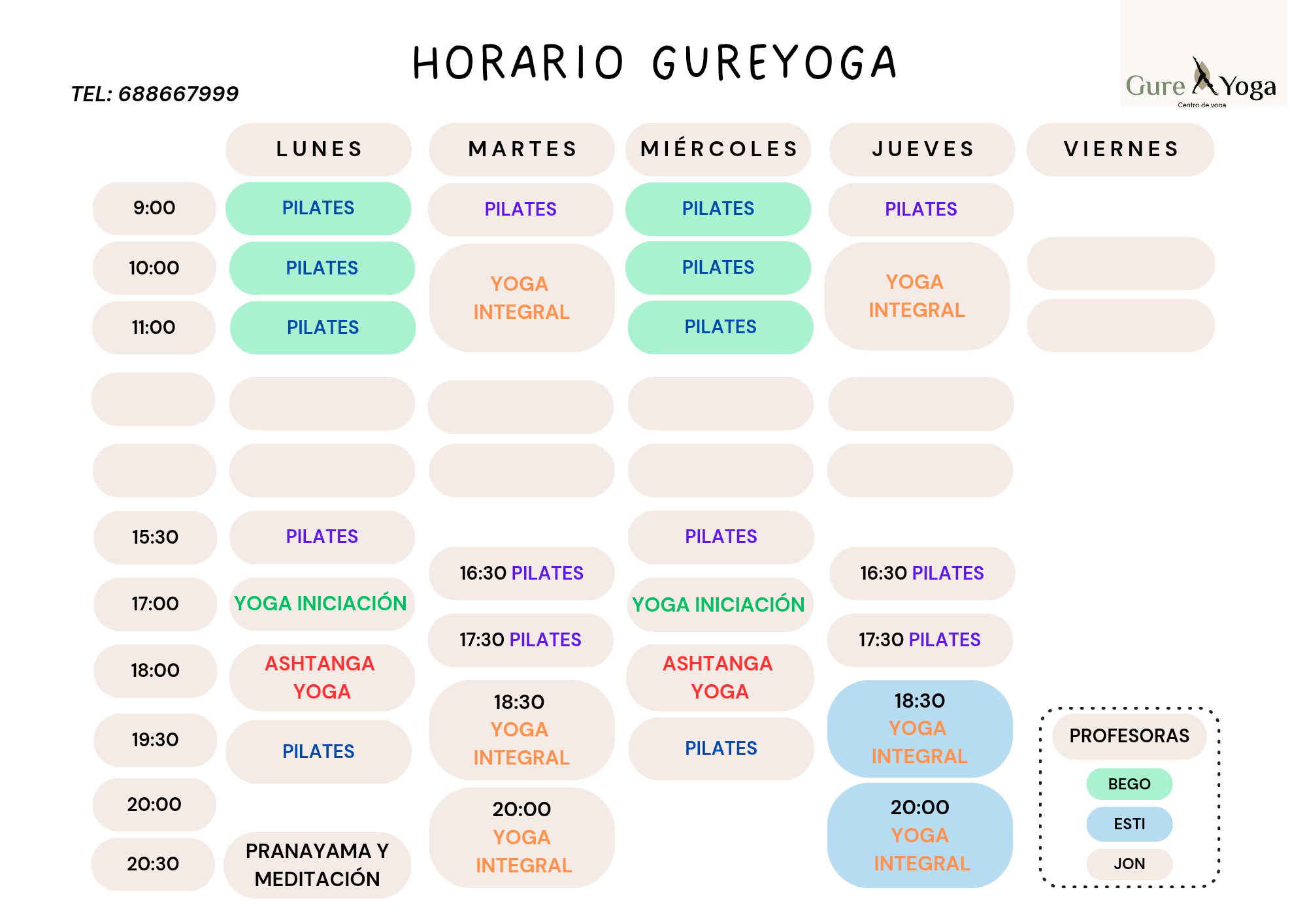horario clases yoga en bilbao gure yoga 2026